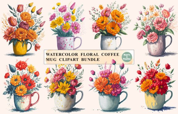 Download Watercolor Floral Coffee Mug Clipart - Premium Resources