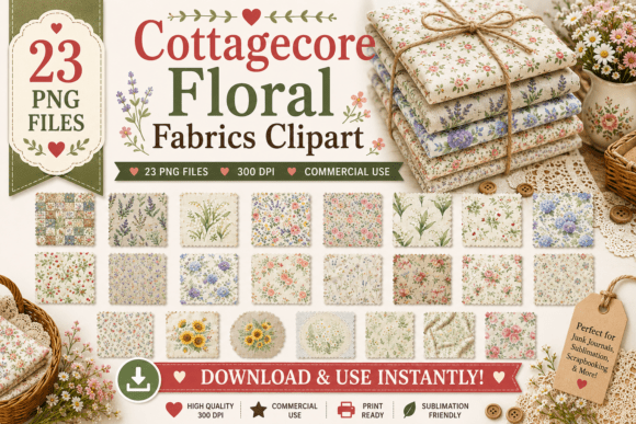 Download Cottagecore Floral Fabrics Clipart - Premium Resources